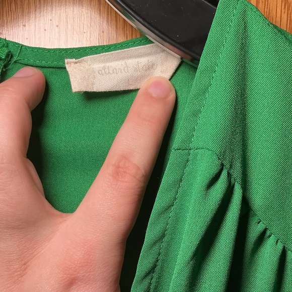 Altar’d State Green Wrap Dress | Flutter Sleeve Ruffle Hem | Size L - Picture 3 of 4